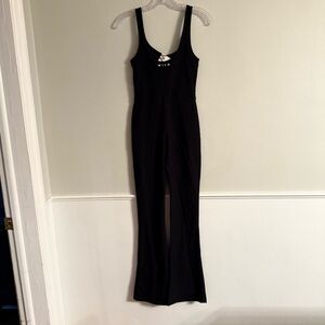 Wilo The Label Scoop Neck Flare Rib Black Jumpsuit for Women XS Stretch NWT